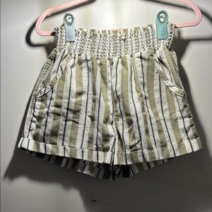 Striped Green and White Women's Shorts